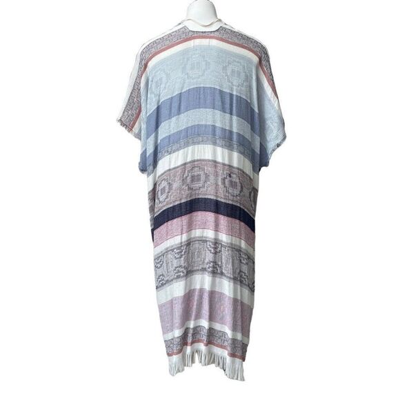 Caslon Womens Kimono Cardigan Open Front Tasseled Short Sleeve Boho One Size - Picture 7 of 16